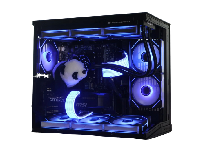 The Bear gaming PC by PandaPCs — RTX 5070 and Ryzen 7 build, front view