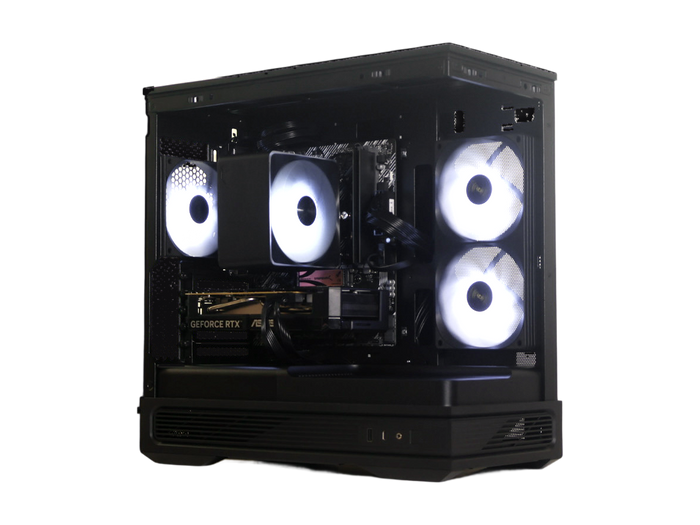The Cub gaming PC by PandaPCs — RTX 5060 and Ryzen 5 build, front view